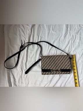 Patricia Nash Black and Cream Woven Crossbody Bag